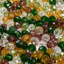 Gris Oliva Perlas de vidrio, facetados, Rondana plana, verde oliva, 8x6 mm, agujero: 1 mm, Sobre 1210 unidades / 500 g
