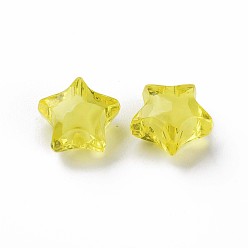 Amarillo Abalorios de acrílico transparentes, talón en grano, facetados, estrella, amarillo, 14x15x8.5 mm, agujero: 2 mm, Sobre 518 unidades / 500 g