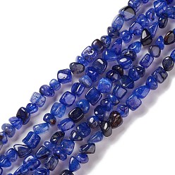 Medium Blue Natural Agate Beads Strands, Nuggets, Dyed & Heated, Medium Blue, 5~11x5~12x5~11mm, Hole: 1~1.4mm, about 39~50pcs/strand, 14.17~14.96 inch(36~38cm)