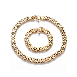 Doré  304 définit bijoux en acier inoxydable, bracelets et colliers byzantins, or, 8-1/4 pouce (21 cm), 16.9 pouce (43 cm)