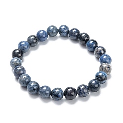 Dumortiérite Bracelets de perles extensibles en dumortiérite naturelle, ronde, diamètre intérieur: 2-1/8 pouce (5.5 cm), perles: 8~9 mm