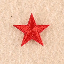 Roja Tela de bordado computarizada para planchar / coser parches, accesorios de vestuario, apliques, estrella, rojo, 3x3 cm