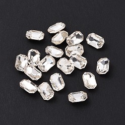 Cristal Cabujones de diamantes de imitación de cristal, espalda puntiaguda y espalda plateada, Rectángulo, cristal, 6x4x2.5 mm