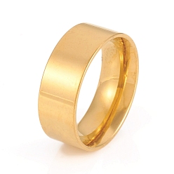Golden 201 Stainless Steel Flat Plain Band Rings, Wide Band Rings, Golden, US Size 9, Inner Diameter: 19mm, 8mm