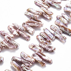 Lavender Natural Keshi Pearl Beads Strands, Cultured Freshwater Pearl, Nuggets, Lavender, 12~27x6~11x3~6mm, Hole: 0.6mm, about 56~58pcs/strand, 14.96 inch(38cm)