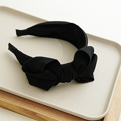 Black Bowknot Cloth Hair Bands, Wide Hair Accessories for Women Girls, Black, 190x185mm