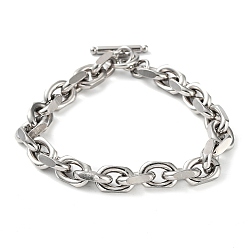 Stainless Steel Color 304 Stainless Steel Cable Chains Bracelets for Men & Women, Stainless Steel Color, 8-7/8 inch(22.6cm)