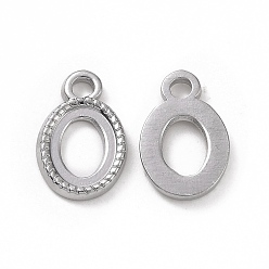 Stainless Steel Color 304 Stainless Steel Charms, Oval Charm, Stainless Steel Color, 13x8.5x1.5mm, Hole: 1.9mm