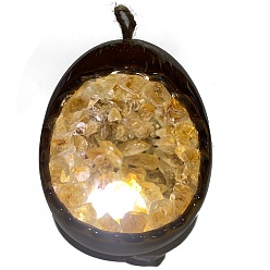 Citrino Lámpara colgante citrino huevo de dragón, adorno curativo de cristal, decoraciones para el hogar, 90x105 mm
