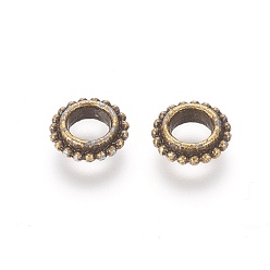 Antique Bronze Tibetan Style Alloy Spacer Beads, Donut, Cadmium Free & Nickel Free & Lead Free, Antique Bronze, 8x2.5mm, Hole: 4mm