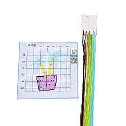Flor Kits de principiantes de punto de cruz diy de flores, kit de punto de cruz estampado, incluyendo tela estampada 11ct, hilo y agujas para bordar, instrucciones, 195~198x195~204x1 mm