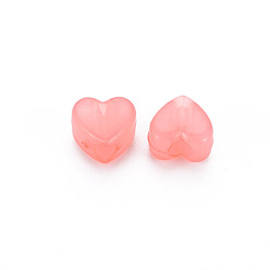 Salmon Imitation Jelly Acrylic Beads, Heart, Salmon, 8x8.5x5.5mm, Hole: 2.5mm, about 2030pcs/500g