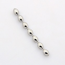 Stainless Steel Color 304 Stainless Steel Rice Bead Ball Chains, Soldered, Stainless Steel Color, 10x6mm