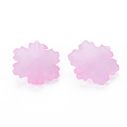 Pearl Pink Imitation Jelly Acrylic Beads, Faceted, Snowflake, Pearl Pink, 15x14x6mm, Hole: 1.6mm, about 970pcs/500g