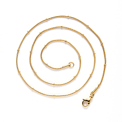 Doré  Placage sous vide 304 collier de chaîne de serpent rond en acier inoxydable, avec perles rondelles et fermoir mousqueton, or, 19.68 pouces (50cm)x1.2mm