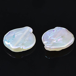 White Rainbow Iridescent Plating Acrylic Beads, Glitter Beads, Imitation Shell Shapes, White, 21.5x19x4.5~5.5mm, Hole: 1~1.2mm