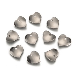 Stainless Steel Color 304 Stainless Steel Heart Charms, Wavy, Stainless Steel Color, 15x16x1mm, Hole: 1mm