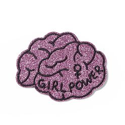 Old Rose Feminism Theme Computerized Embroidery Cloth Iron on/Sew on Patches, Costume Accessories, Old Rose, 57x72mm