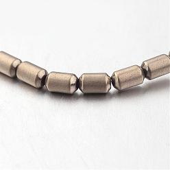 Antique Silver Plated Electroplate Non-magnetic Synthetic Hematite Bead Strands, Frosted, Column, Antique Silver Plated, 4x2mm, Hole: 1mm, about 112pcs/strand, 15.7 inch