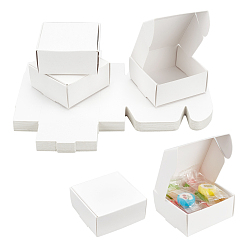Белый Картонная коробка, откидная крышка, квадратный, белые, 2-1/2x2-1/2x1-1/8 дюйм (6.5x6.5x3 см)