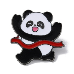 Sports Sports Theme Panda Enamel Pins, Gunmetal Alloy Brooch for Backpack Clothes, Running, 26x27mm