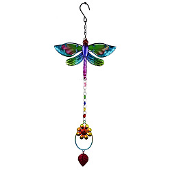 Dragonfly Decoraciones colgantes de colores del arco iris, atrapasol de vidrio, con fornituras de hierro, patrón de la libélula, 520x185 mm