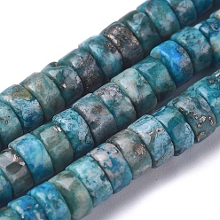 Pyrite Natural African Pyrite Beads Strands, Dyed, Heishi Beads, Flat Round/Disc, 4~4.5x2mm, Hole: 0.8mm, about 179 pcs/Strand, 15.94 inch(40.5 cm)