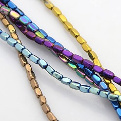 Mixed Color Electroplate Non-magnetic Synthetic Hematite Beads Strands, Cuboid, Mixed Color, 4x2x2mm, Hole: 1mm, about 119pcs/strand, 15.7 inch