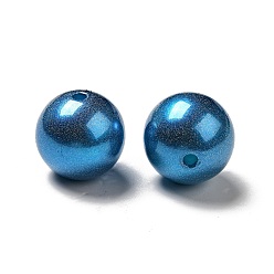 Steel Blue ABS Plastic Imitation Pearl Beads, Round, Steel Blue, 15~16x15mm, Hole: 2mm