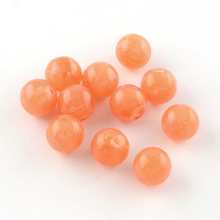 Saumon Clair Perles acryliques de pierres précieuses imitation ronde, saumon clair, 8mm, trou: 2 mm, environ 1700 pcs / 500 g