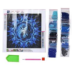 Royal Blue DIY 5D Diamond Painting Mandala Flower Full Drill Kits, Including Canvas Painting Cloth, Resin Rhinestones, Diamond Sticky Pen, Tray Plate, Glue Clay, Royal Blue, 300x300x0.3mm, Rhinestone: about 3mm in diameter, 1mm thick, 20 bags