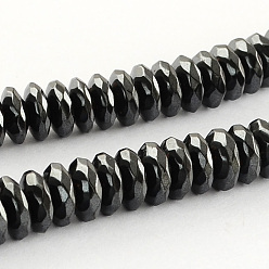 Non-magnetic Hematite Grade A Non-magnetic Synthetic Hematite Beads Strands, Faceted, Rondelle, 8x3mm, Hole: 1mm, about 124pcs/strand, 15.7 inch