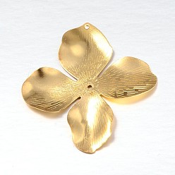 Golden 4-Petal Flower Iron Bead Caps, Golden, 46x42x1mm, Hole: 1~1.5mm