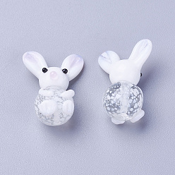 Blanc Perles de chalumeau lapin fait main, perles de lapin, blanc, 25~29x16~20x12~13mm, Trou: 1.2mm