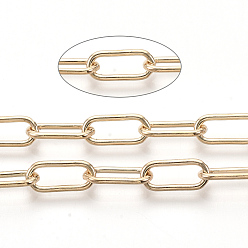 Light Gold Cadenas de clips de hierro sin soldar, cadenas portacables alargadas estiradas, con carrete, la luz de oro, 12.5x5.6x1.2 mm, aproximadamente 82.02 pies (25 m) / rollo