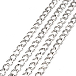 Platinum Iron Cuban Link Chains, Chunky Chains, Unwelded, with Spool, Oval, Platinum, 4.5x3x1mm, about 164.04 Feet(50m)/roll