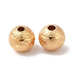 Real 18K Gold Plated Hollow Brass Beads, Round, Real 18K Gold Plated, 6x6mm, Hole: 1.4mm