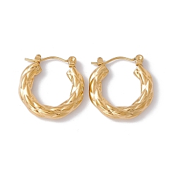 Золотой Ионное покрытие (ip) 304 толстые серьги-кольца из нержавеющей стали для женщин, золотые, 20x20x3.5 мм, штифты : 0.6 мм