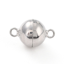 Платина Родиевое покрытие 925 магнитные застежки из стерлингового серебра, круглые, платина, 14x9x9x9 мм, отверстие : 1.5 мм