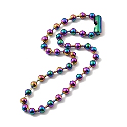 Rainbow Color Ion Plating(IP) 304 Stainless Steel Ball Chain Necklace with Connecter Clasp for Women, Rainbow Color, 20.47 inch(52cm)