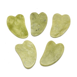 Jade Jaune  Planches de gua sha en jade citron naturel, grattage des outils de massage, outils pour le visage gua sha, cœur, 68~70x43~44x3.5~4mm