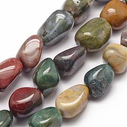 Indian Agate Natural Indian Agate Beads Strands, Tumbled Stone, Nuggets, 18~25x18~25x15~23mm, Hole: 2mm, about 17~22pcs/strand, 15.7 inch(40cm)