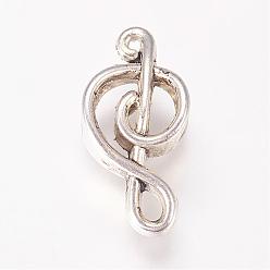 Antique Silver Alloy European Beads, Large Hole Beads, Musical Note, Antique Silver, 17.5x9x6mm, Hole: 4.5mm