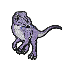 Medium Purple Computerized Embroidery Polyester Iron on/Sew on Patches, Costume Accessories, Appliques, Velociraptor, Medium Purple, 59x60mm