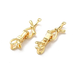 Golden Rack Plating Brass Fold Over Clasps, Cadmium Free & Lead Free, Long-Lasting Plated, Knot, Golden, 31.5mm, Knot: 18.5x8.5x5mm, Clasp: 16.5x6.5x7mm, Hole: 0.5mm
