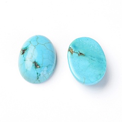 Deep Sky Blue Natural Magnesite Cabochons, Dyed, Oval, Deep Sky Blue, 18x13x6mm