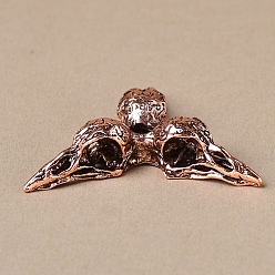 Rose Gold Halloween Raven Skull Mini Alloy Crystal Ball Display Bases, Bird Head Crystal Sphere Display Stand, Rose Gold, 65x15mm