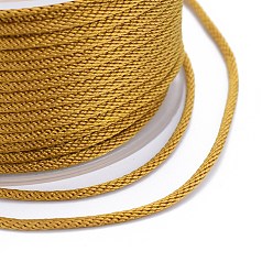 Verge D'or Cordons tressés en polyester, pour la fabrication de bijoux, verge d'or, 3mm, environ 10.93 yards (10m)/rouleau