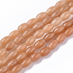 Red Aventurine Natural Red Aventurine Beads Strands, Oval, 6~7x4.5mm, Hole: 0.8mm, about 61~64pcs/Strand, 15.75 inch(40 cm)