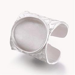 Matte Silver Color Cuff Brass Pad Finger Ring Settings, Size 9, Matte Silver Color, Tray: 16.5x15mm, 19mm
